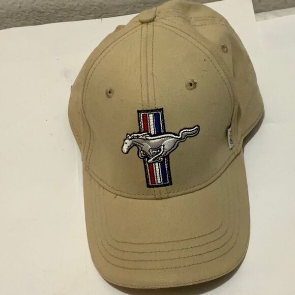 Ford Mustang  Embroidered Cap Hat Horse Red White Blue CFS Checkered Flag Sports - Picture 1 of 6